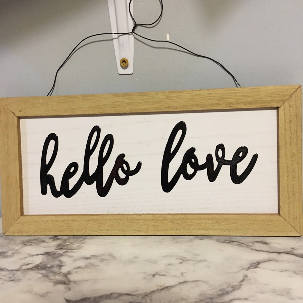 Hello love hanging sign